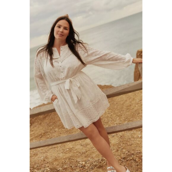 Anthropologie Ophelia Eyelet Mini Dress in White XL - Picture 16 of 16